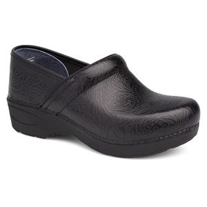 Dansko XP 2.0 Black Floral Tooled Clog Women’s Leather Performance Shoe Size 39